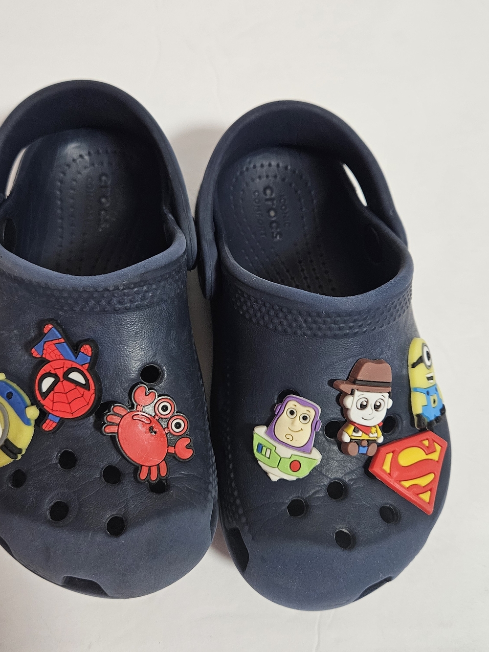 CROCS Kids Navy Blue Clog Shoes with Character Charms